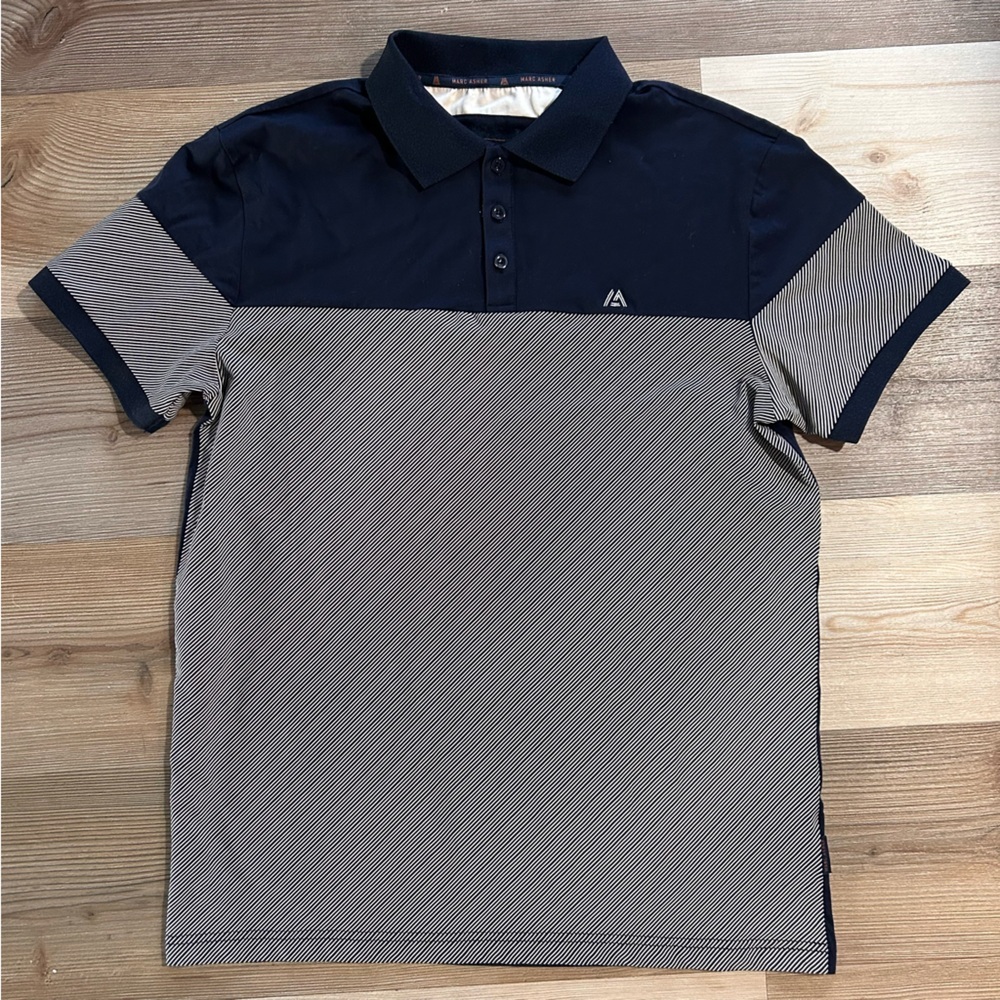 Men's Two-Tone Navy and Light Gray Polo Shirt Golf